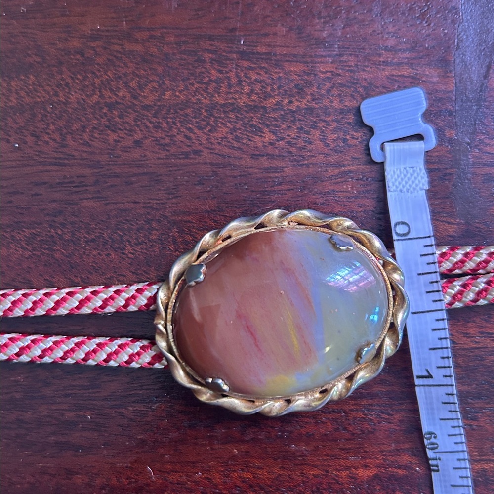 Vintage Polished Jasper Stone Bolo Tie - Picture 7 of 10